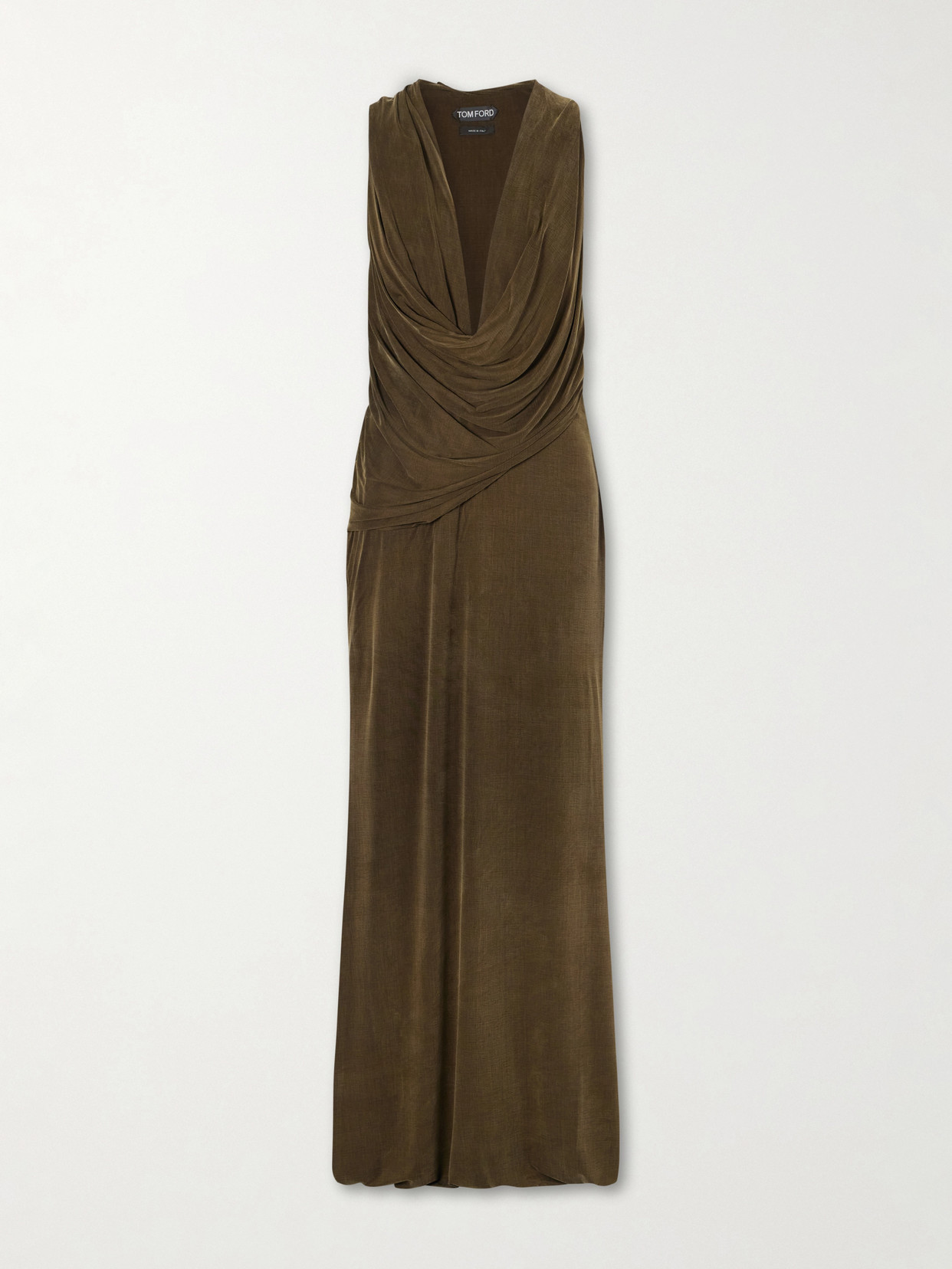 Tom Ford Draped Jersey Gown In Green