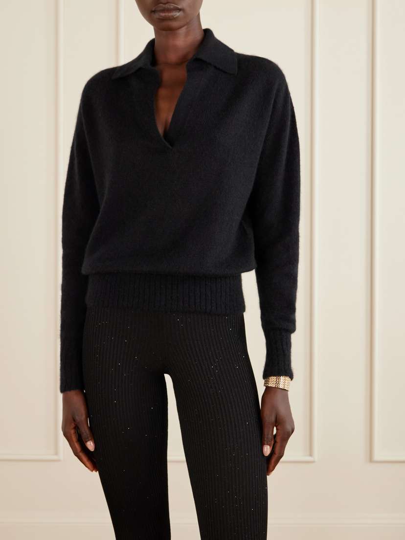 Tom Ford Ribbed Cashmere And Silk-blend Knitted Polo Shirt | Thumbnail 3 Tom Ford Ribbed Cashmere And Silk-blend Knitted Polo Shirt | Thumbnail 3