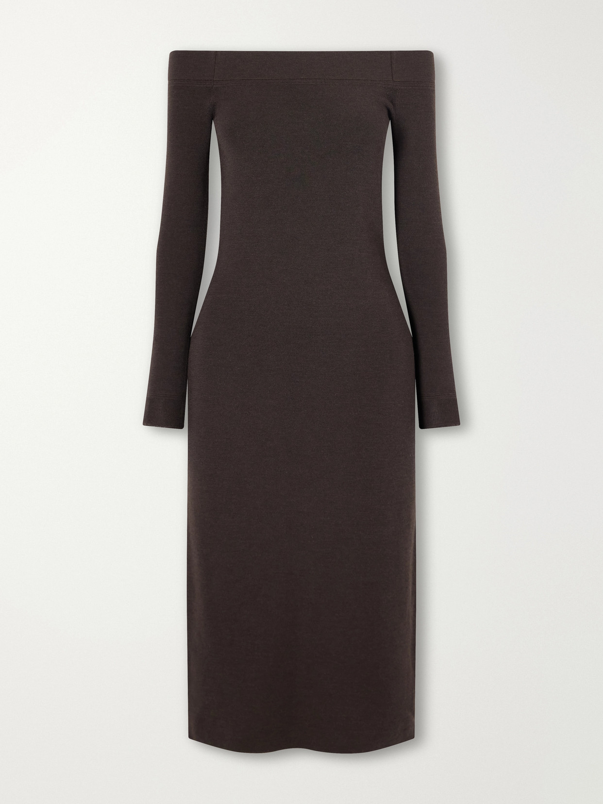 Tom Ford Wool And Silk-blend Midi Dress In Brown