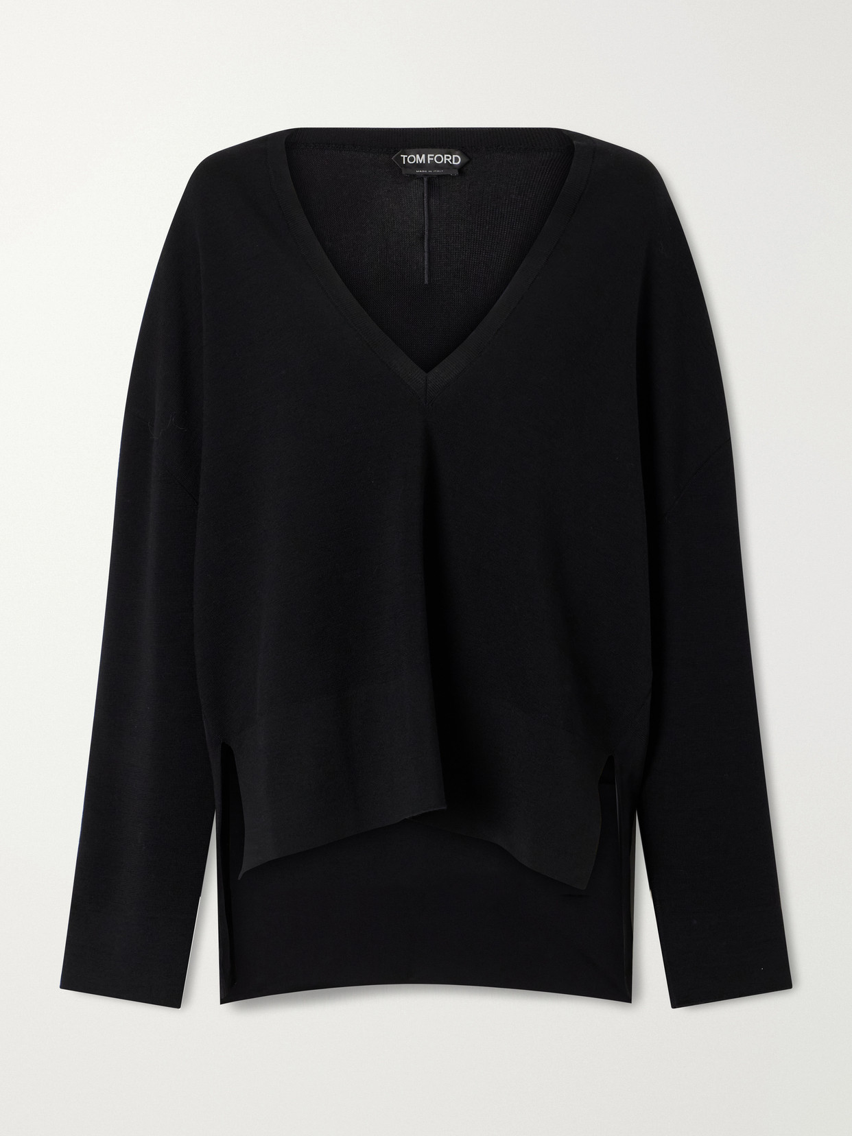 Tom Ford Cropped Wool Sweater In Black
