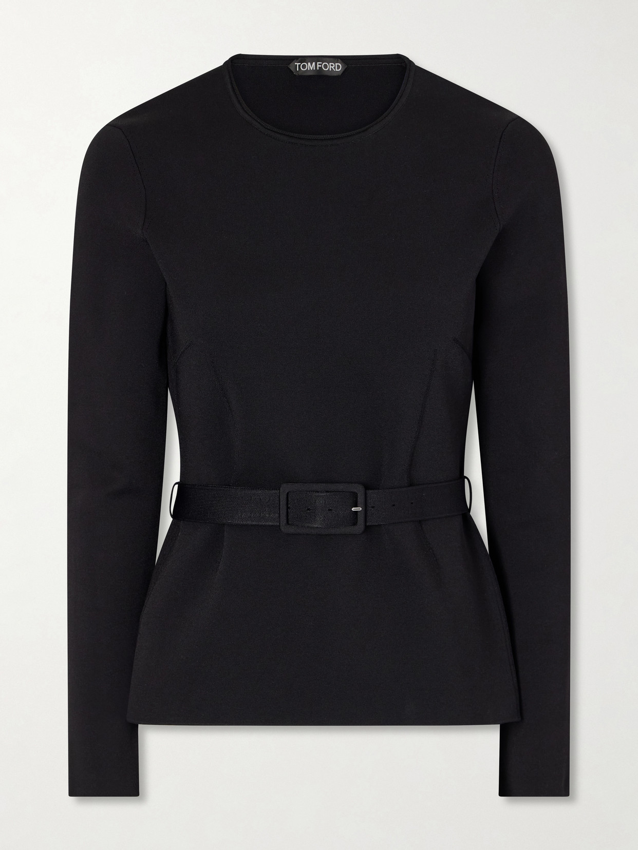 Tom Ford Belted Crepe Blouse In Black