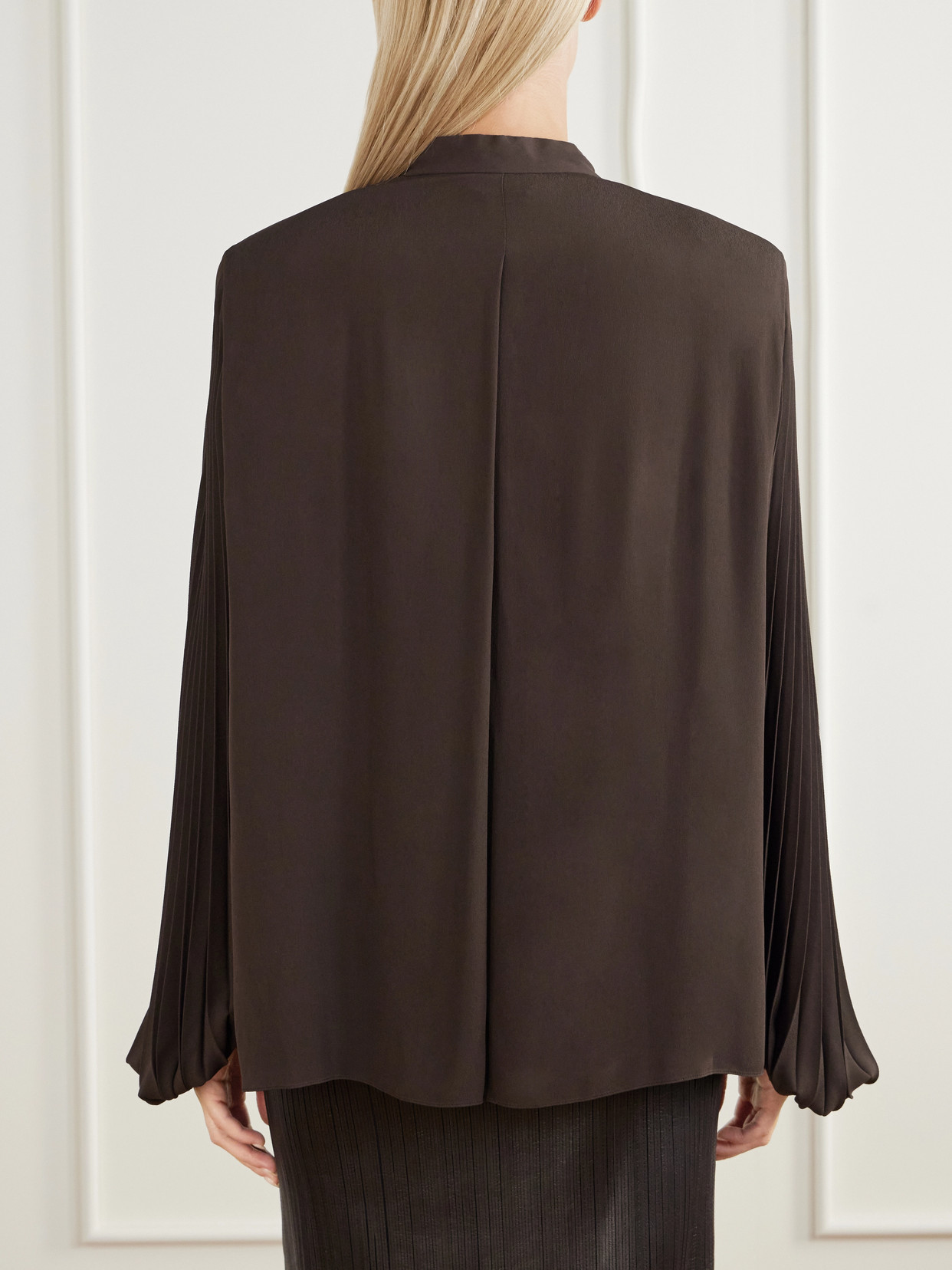 Pleated Crepe De Chine Blouse