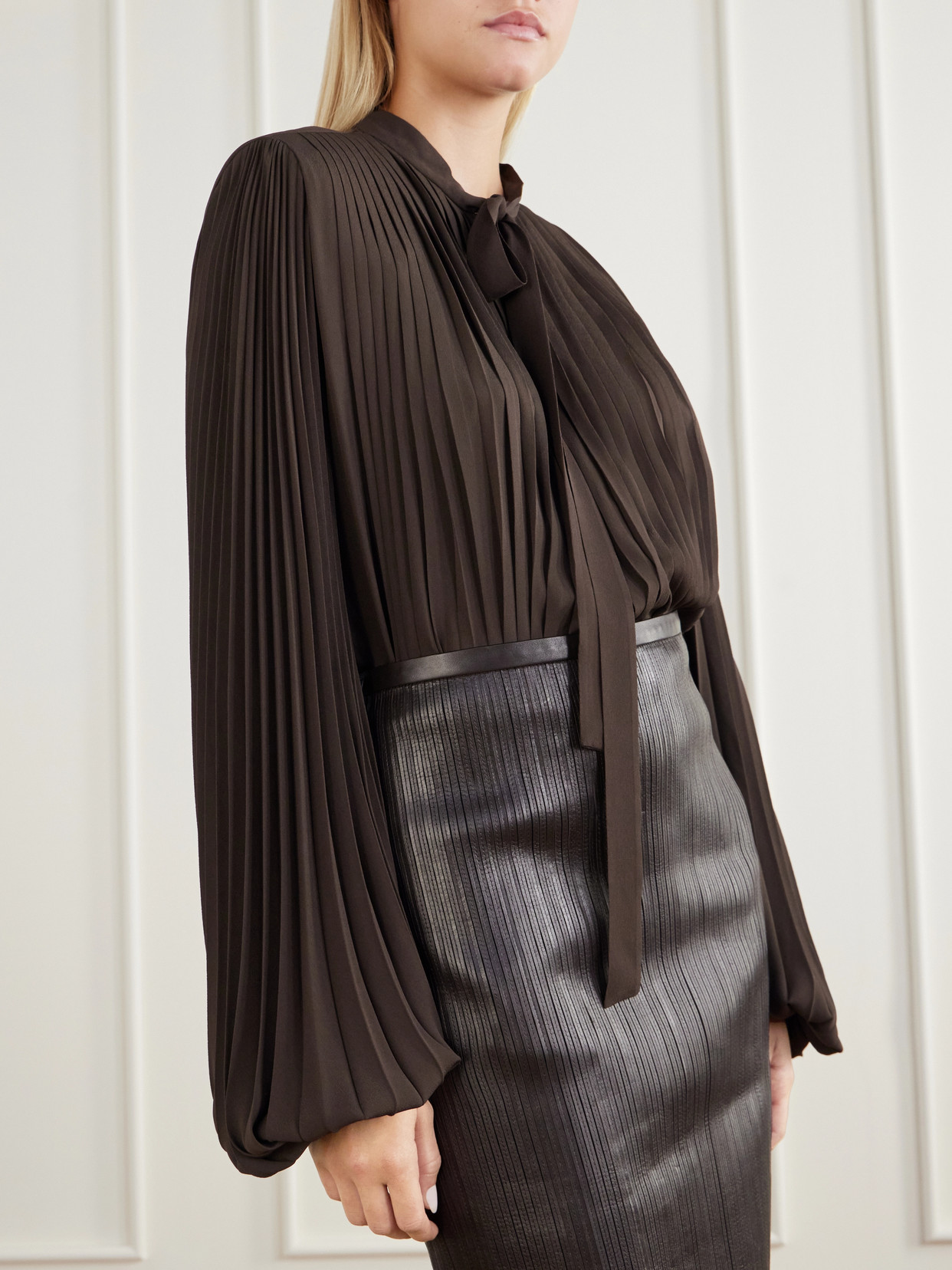 Pleated Crepe De Chine Blouse