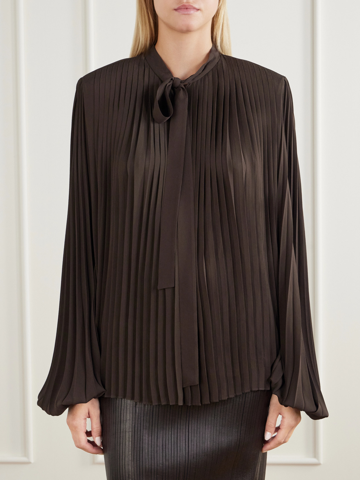 Pleated Crepe De Chine Blouse