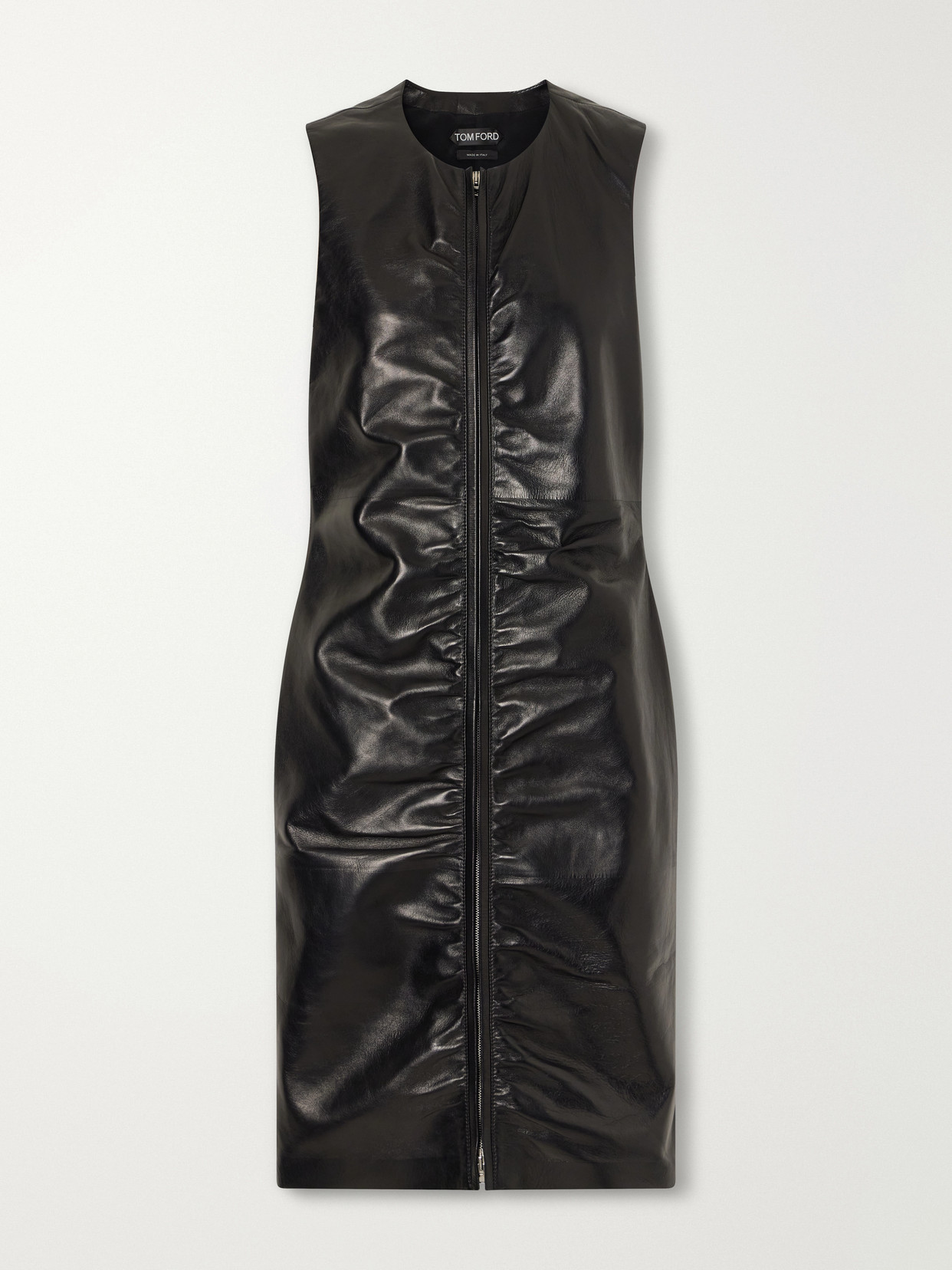 Tom Ford Leather Midi Dress In Black