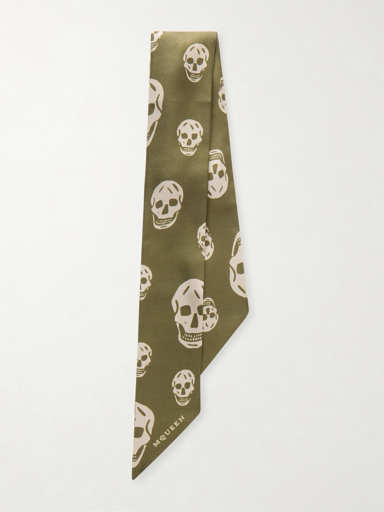 Alexander Mcqueen Printed Silk-twill Scarf In Green