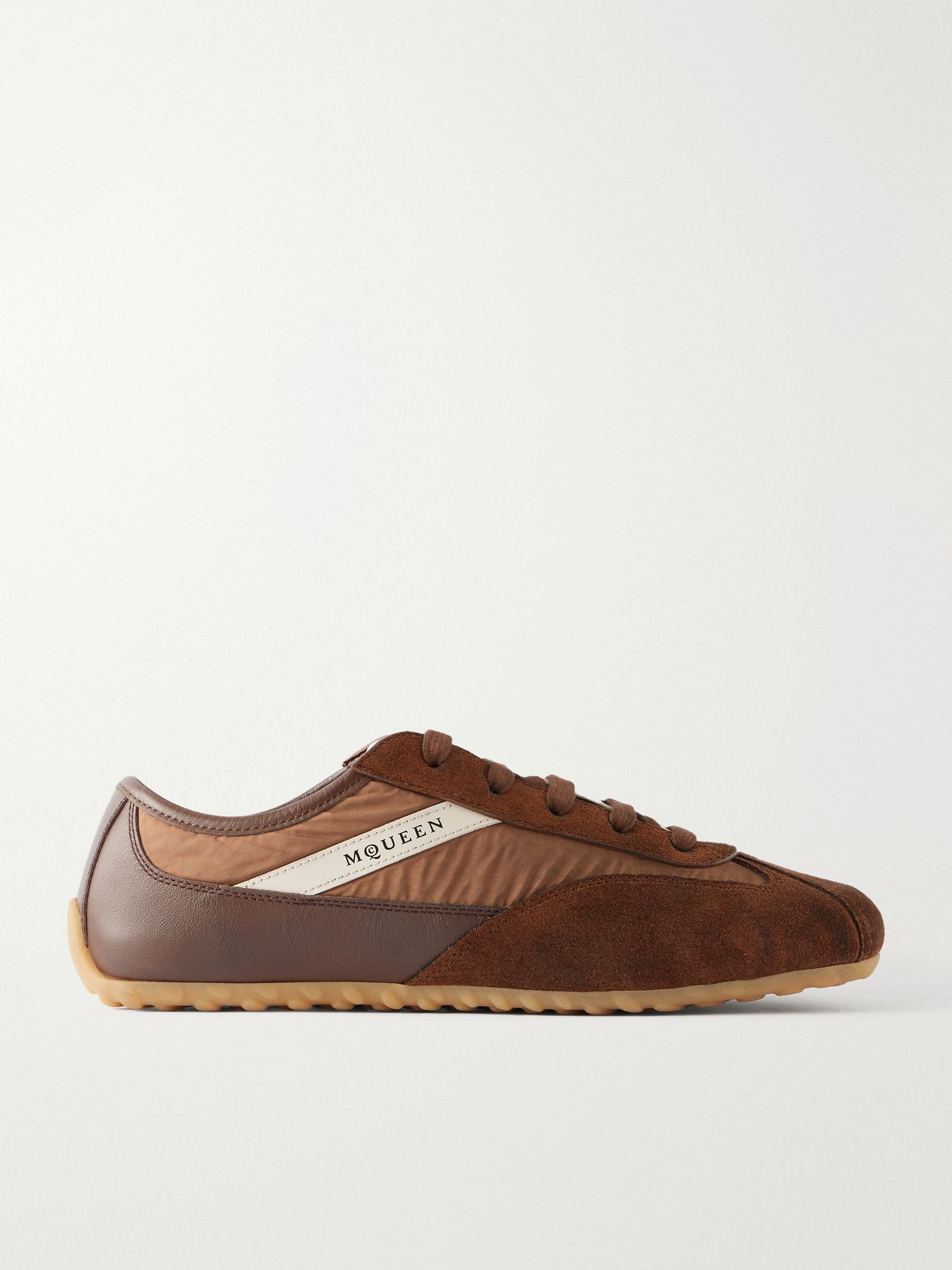 Boxe leather-trimmed suede sneakers