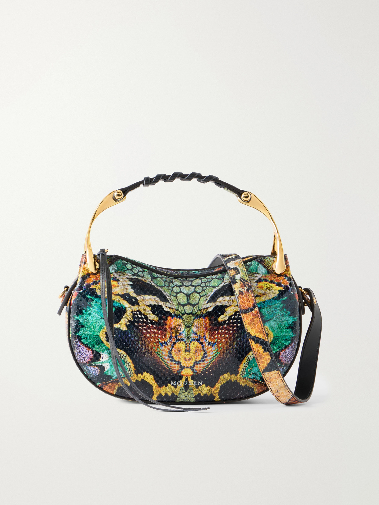 Alexander Mcqueen Wishbone Mini Snake-effect Leather Shoulder Bag In Multi