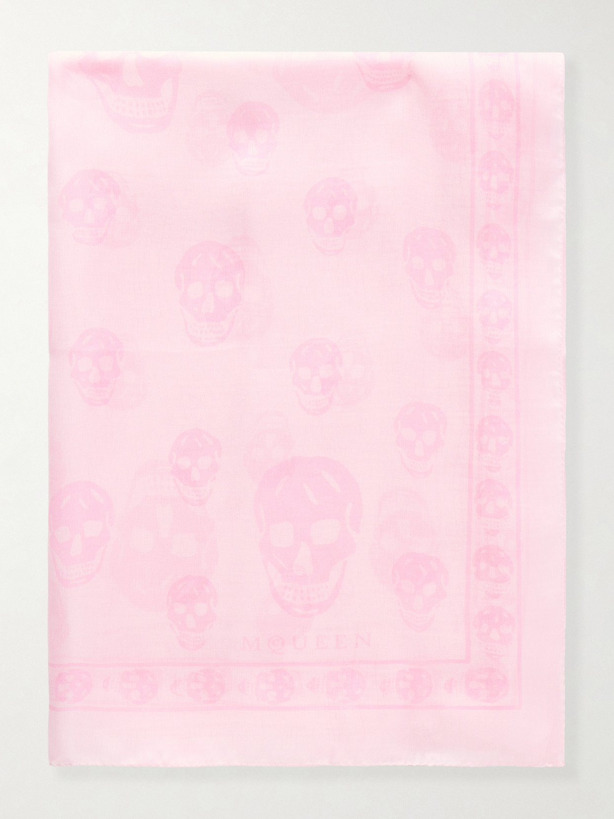 Alexander Mcqueen Skull Print Silk-chiffon Scarf In Pink