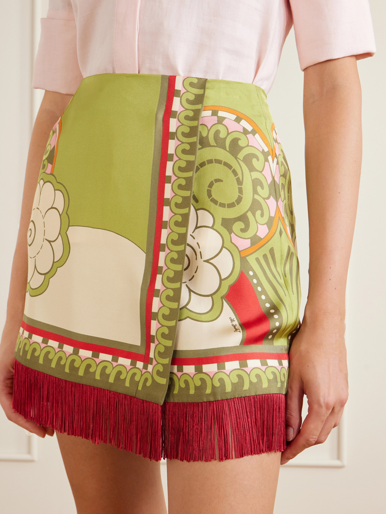 Foulard Fringed Silk-Twill Mini