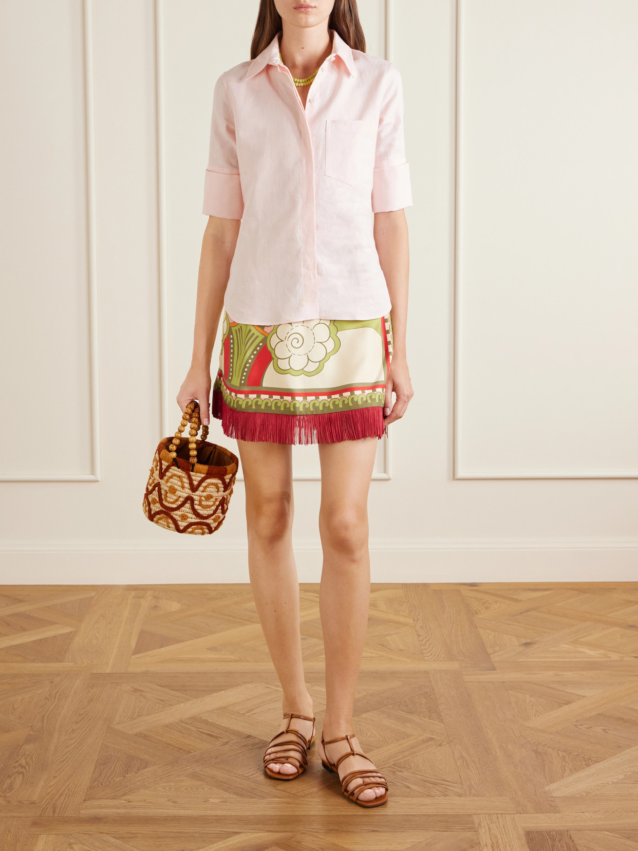 Foulard Fringed Silk-Twill Mini