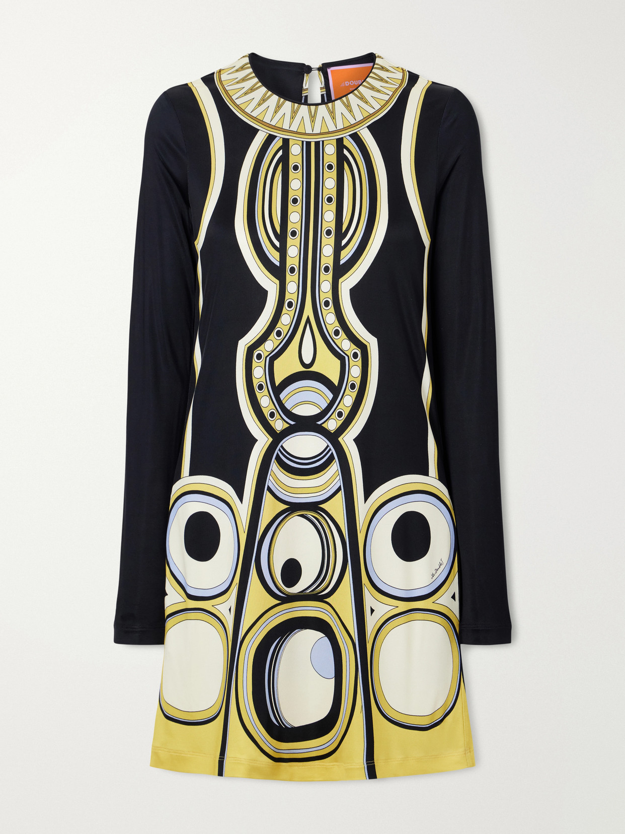 La Doublej Slinky Printed Jersey Mini Dress In Black