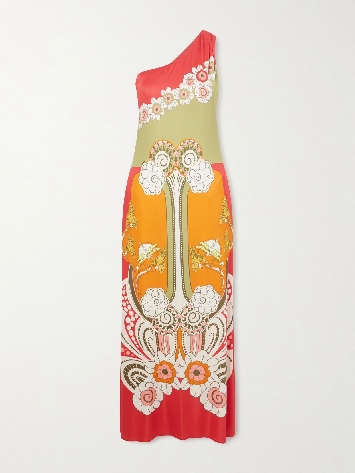 la Doublej Clingy Roy Printed One Shoulder Jersey Maxi Dress