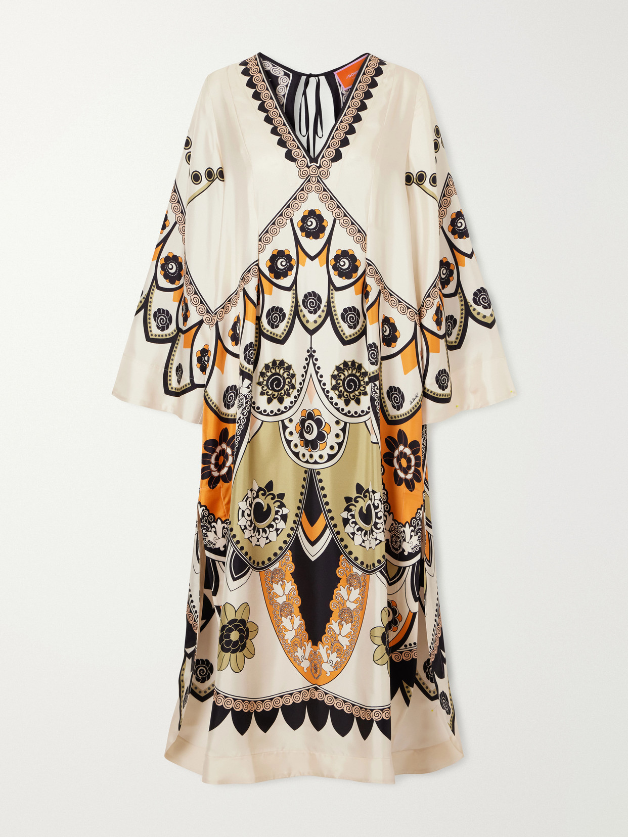 La Doublej Twin Flame Floral-print Silk-twill Maxi Dress In Multi