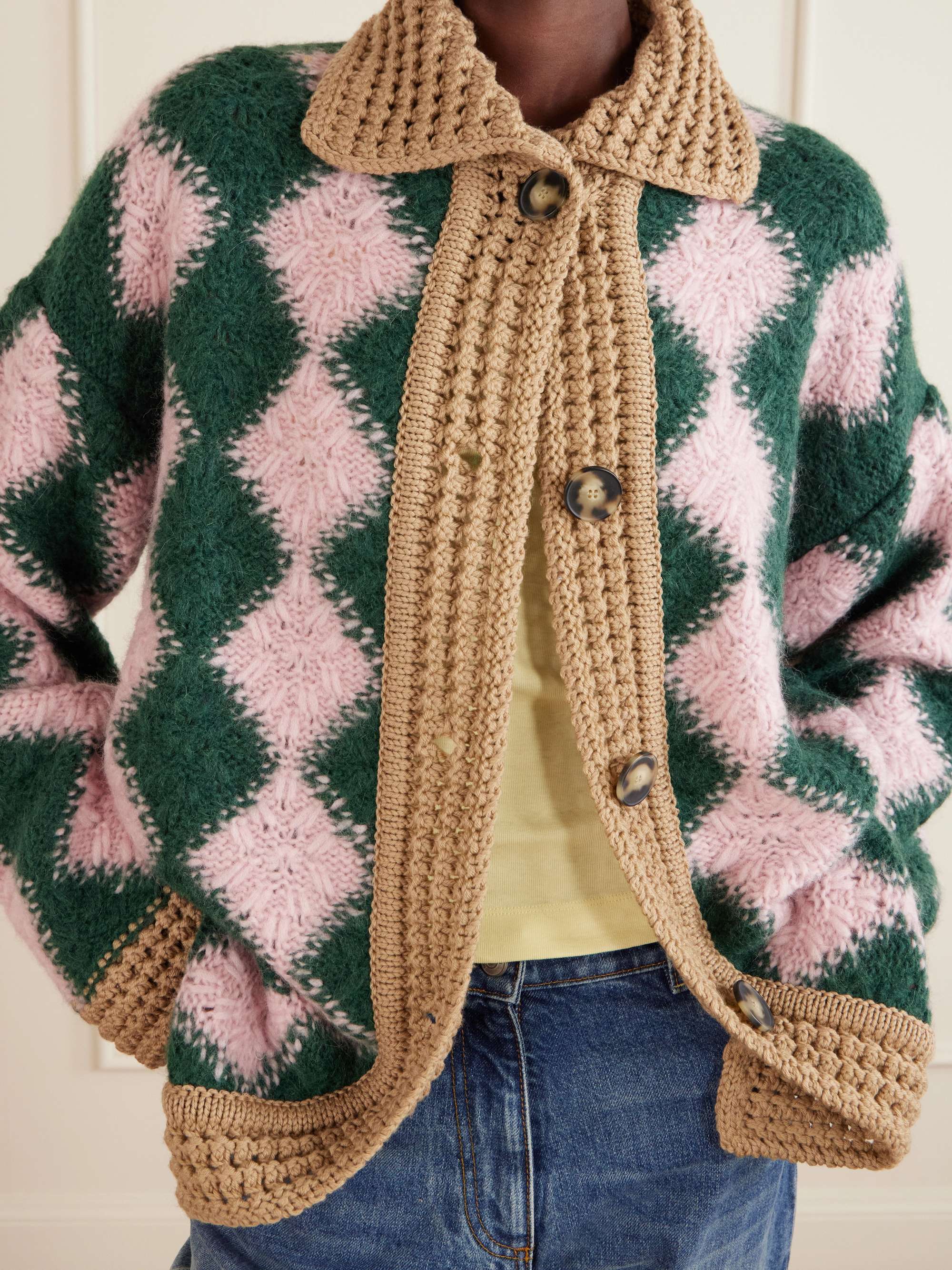 LA DOUBLEJ Bowling intarsia-knit wool-blend cardigan | NET-A-PORTER