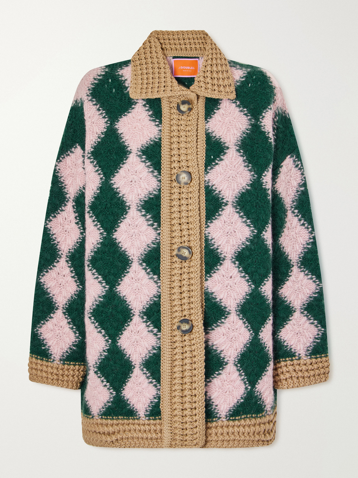 La Doublej Bowling Intarsia-knit Wool-blend Cardigan In Multi