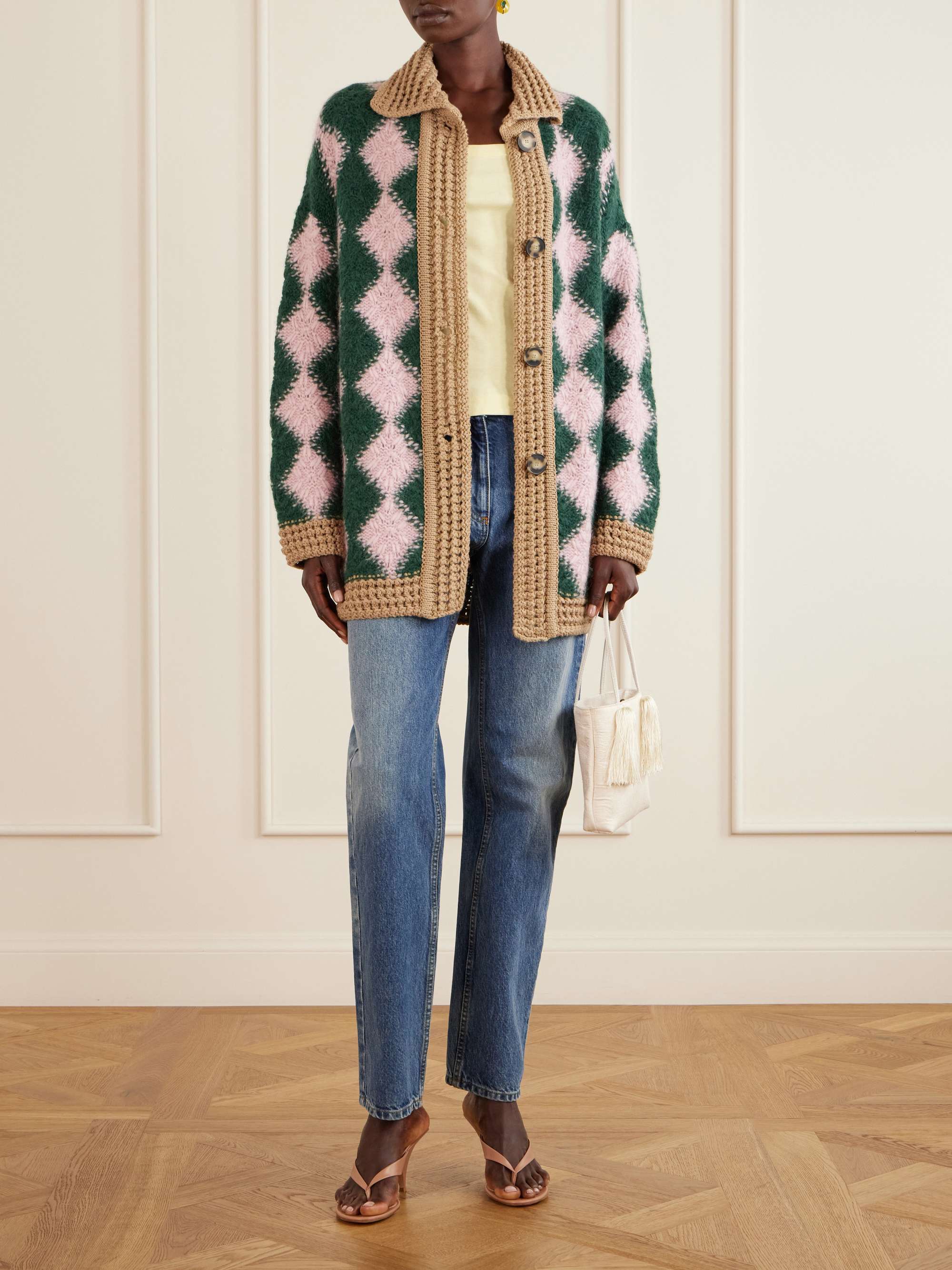 LA DOUBLEJ Bowling intarsia-knit wool-blend cardigan | NET-A-PORTER