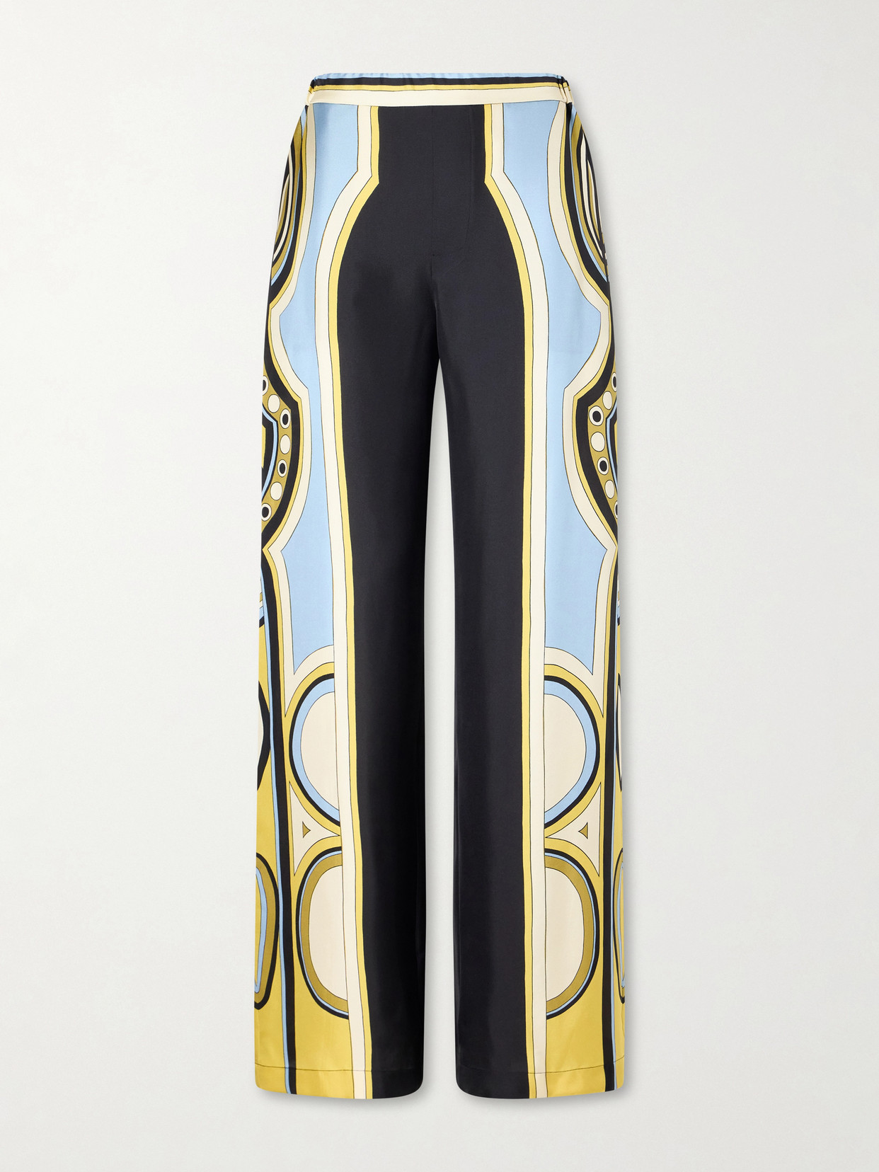 La Doublej Club Printed Silk Twill Wide-leg Pants In Brown