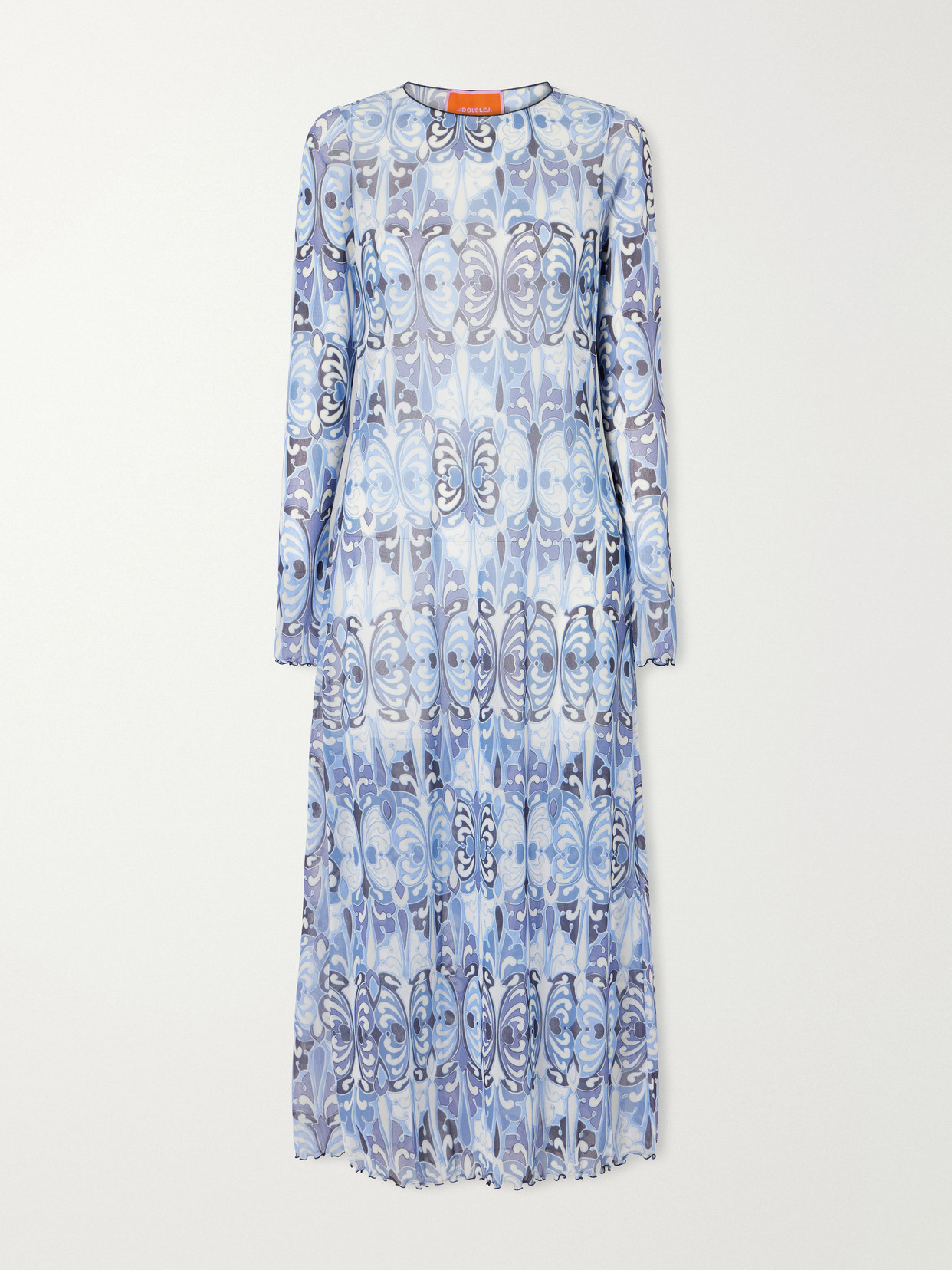 La Doublej Slinky Swing Printed Chiffon Maxi Dress In Blue