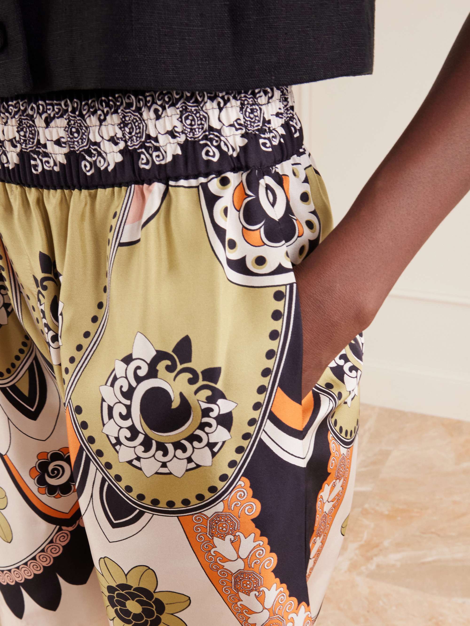LA DOUBLEJ Palazzo printed silk-twill shorts | NET-A-PORTER
