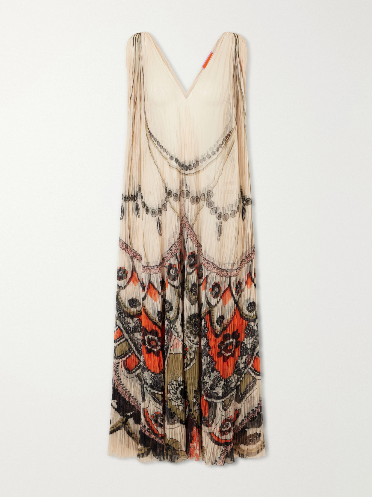 La Doublej Twirling Pleated Printed Tulle Midi Dress In Multi
