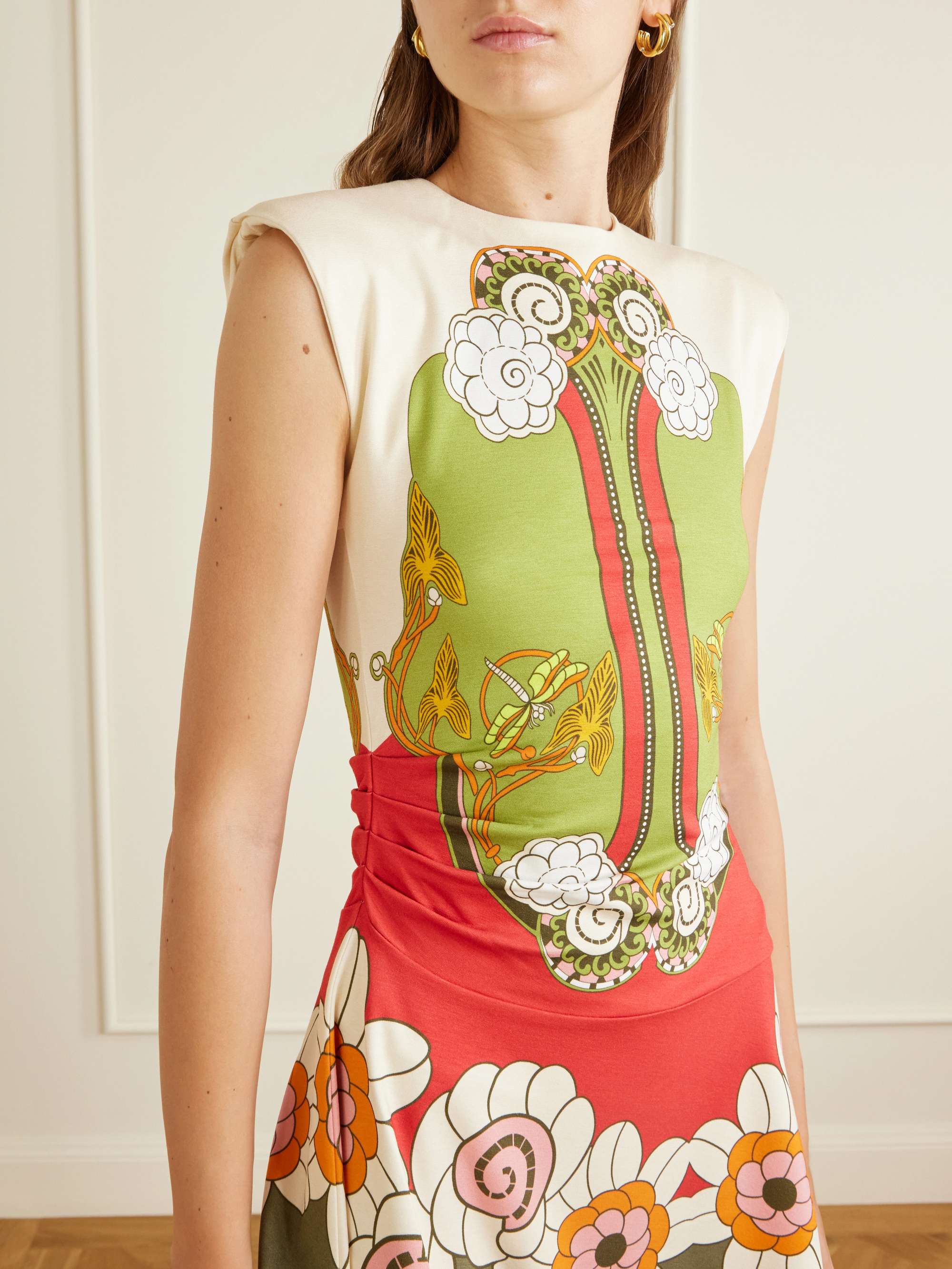 la double j mini sexy dress Magnifico belted printed silk-twill mini dress - pink