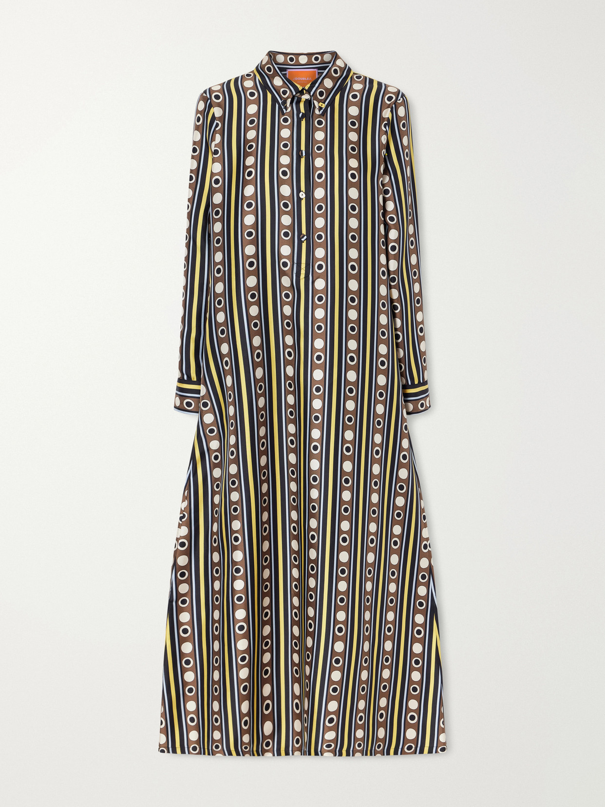La Doublej Chemise Printed Silk-twill Maxi Dress In Brown