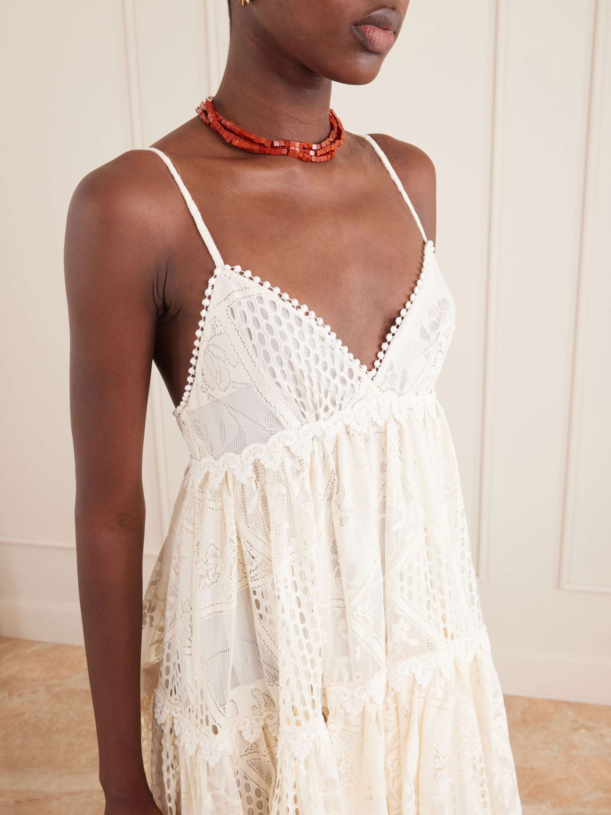 lace panel dobby mesh halter dress Endora Lace Side Panel Halterneck Maxi Dress  Disturbia
