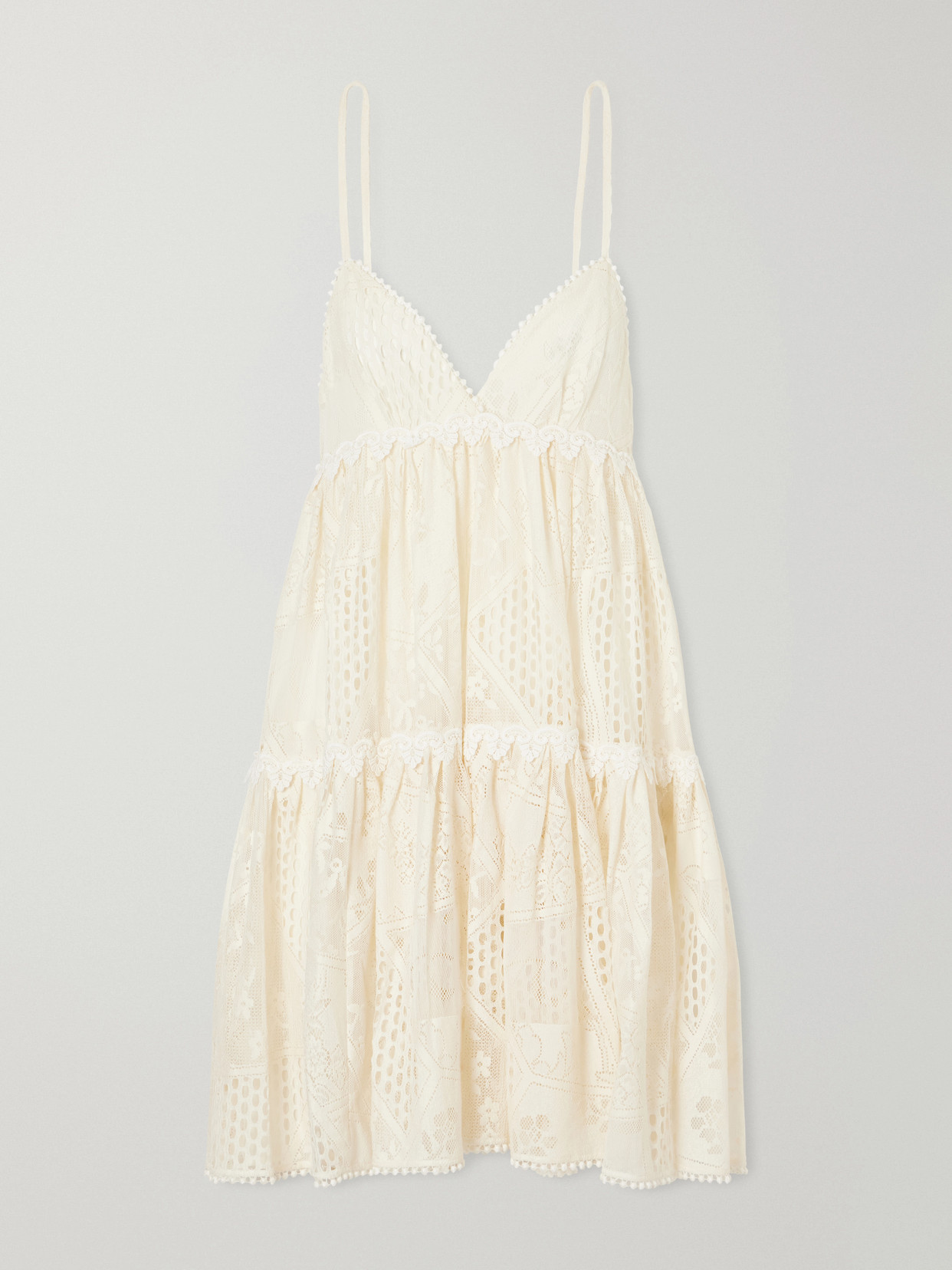 La Doublej Nympth Cotton-blend Lace Mini Dress In White