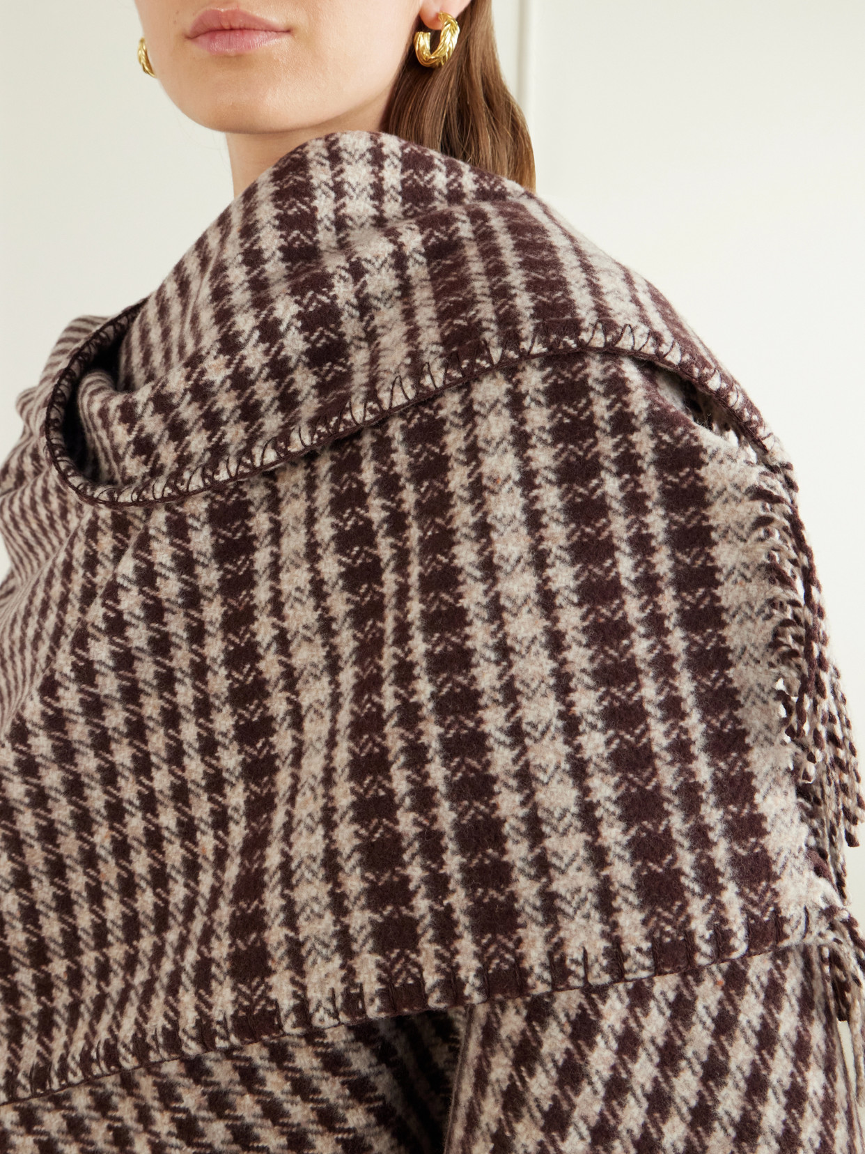 Sheperd'S Checked Wool Poncho