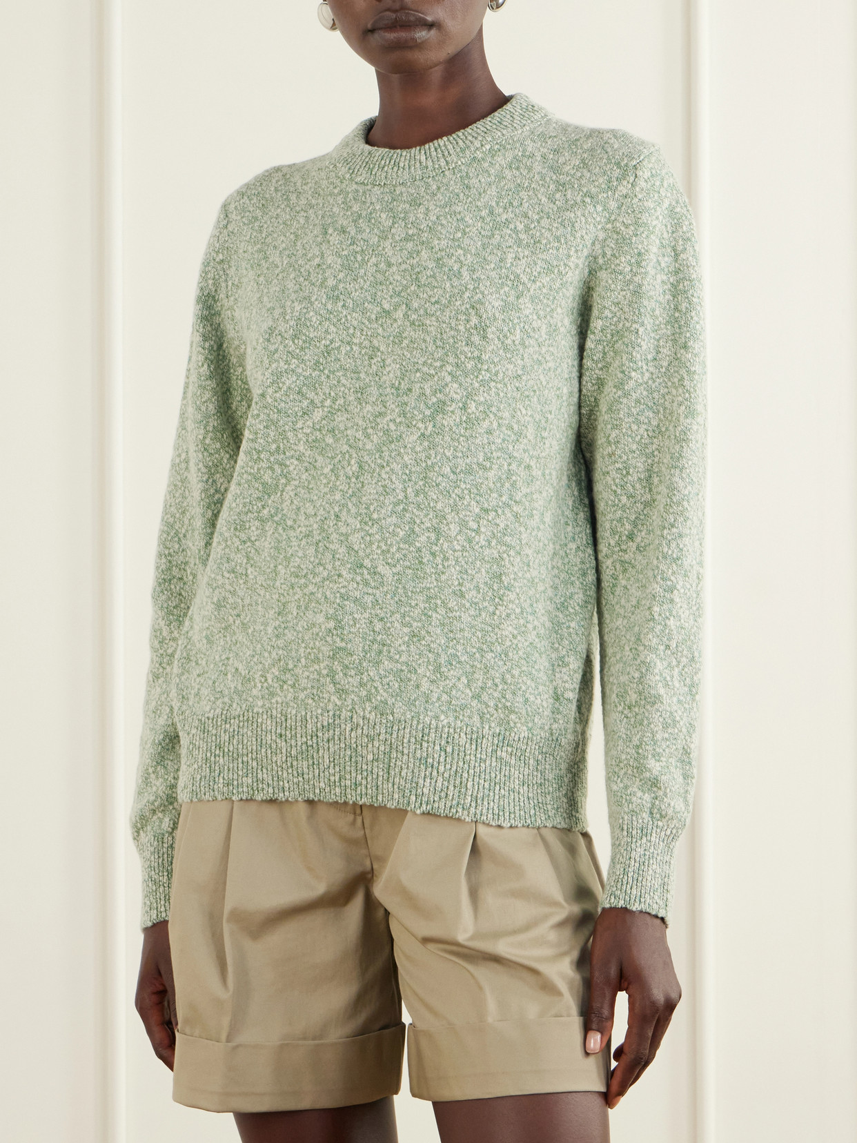 Mélange Wool And Cotton-Blend Sweater