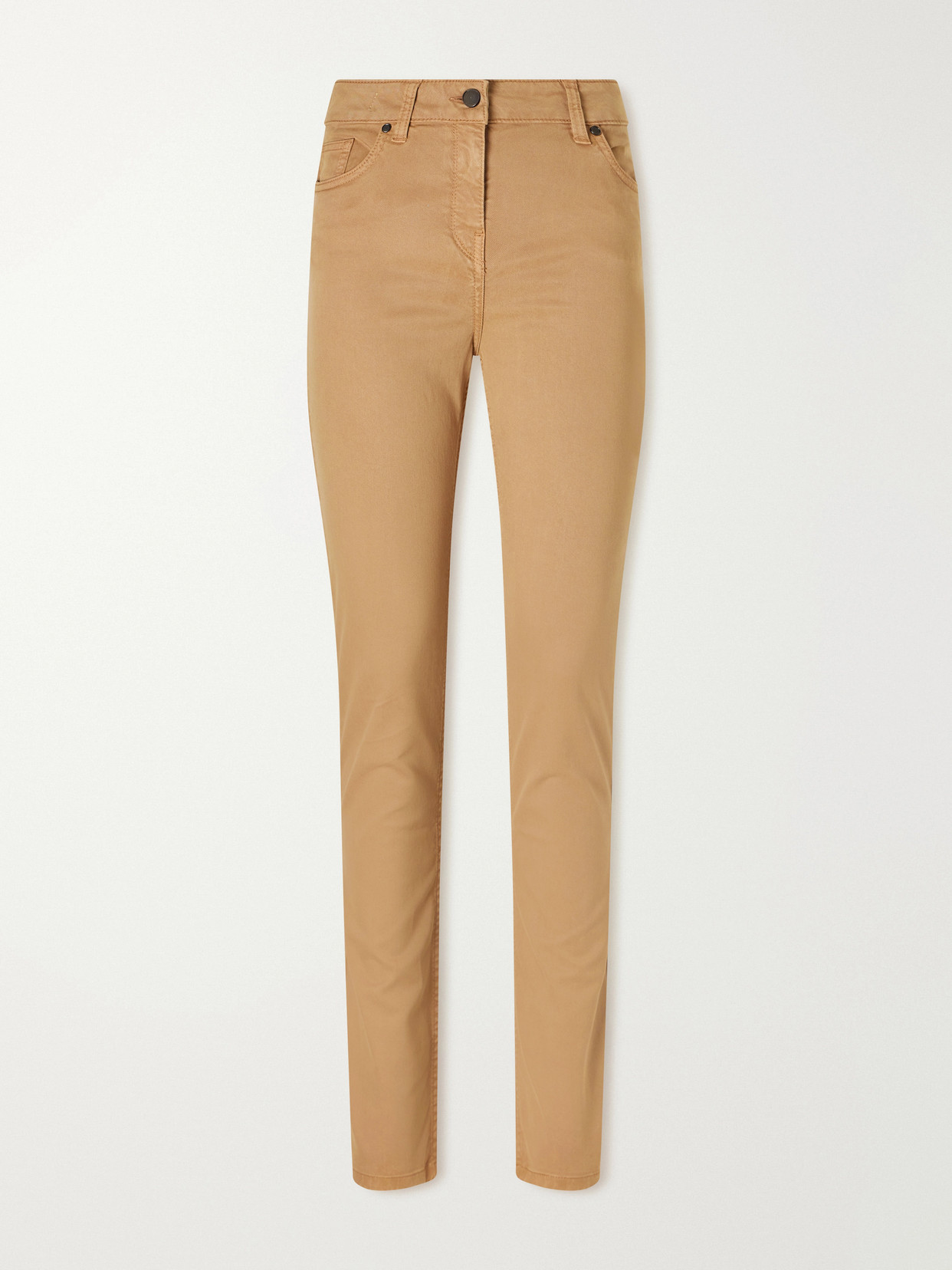Purdey Cotton, Lyocell And Silk-blend Skinny-leg Pants In Brown