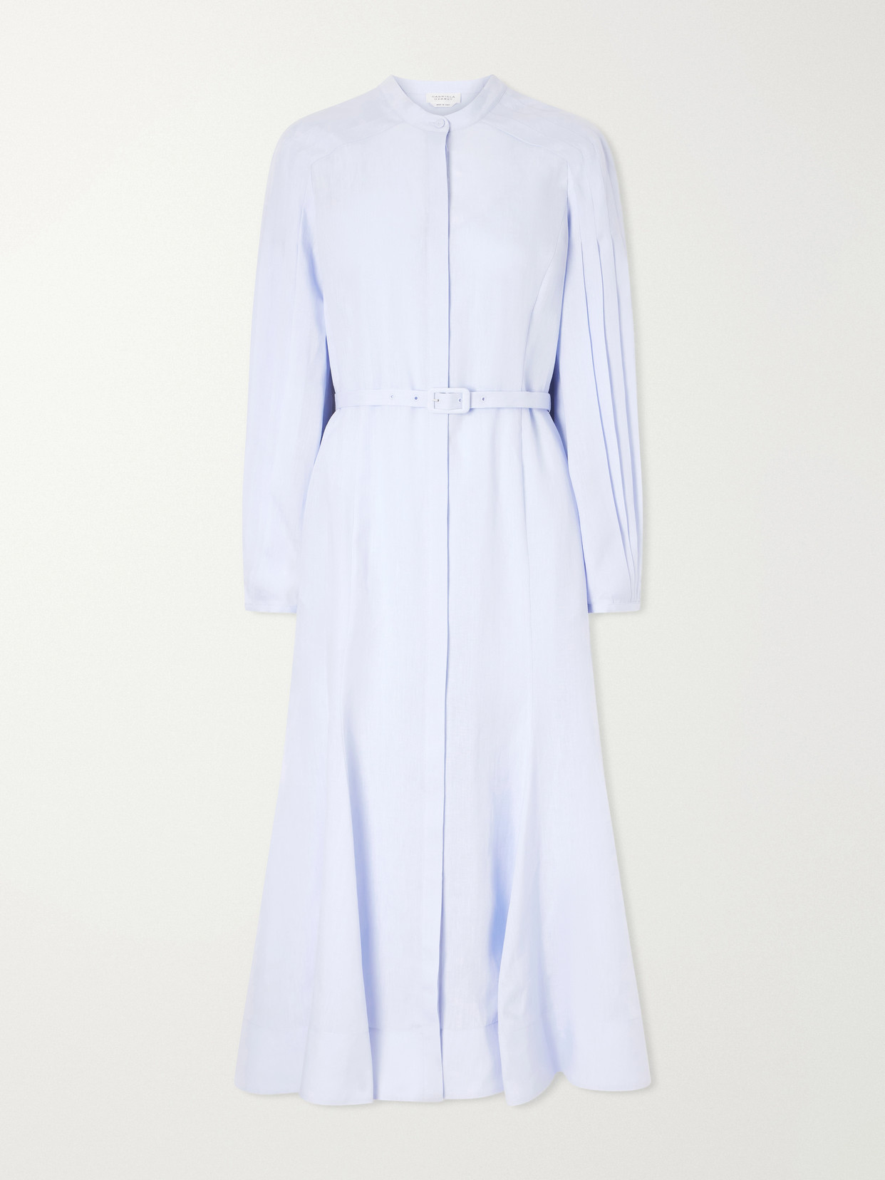 Gabriela Hearst Lydia Belted Linen Midi Dress In Blue