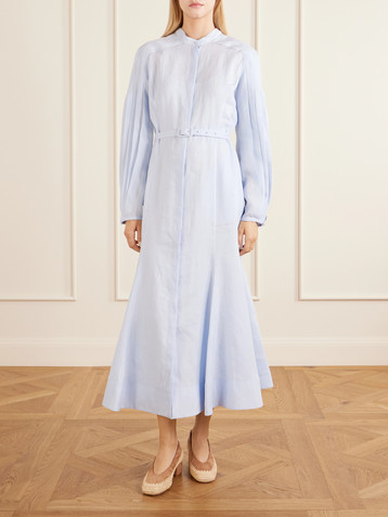 Gabriela Hearst Lydia belted linen midi dress