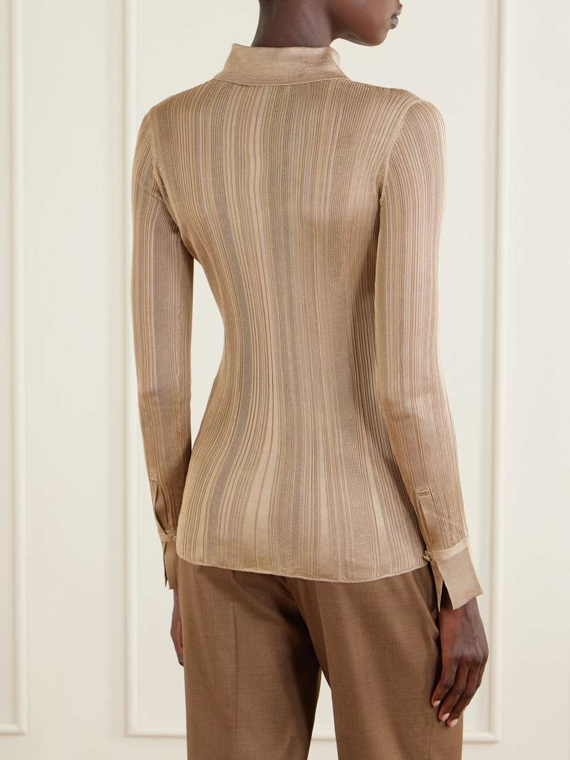 Gabriela Hearst Tamar Ribbed Silk Shirt | Thumbnail 4 Gabriela Hearst Tamar Ribbed Silk Shirt | Thumbnail 4