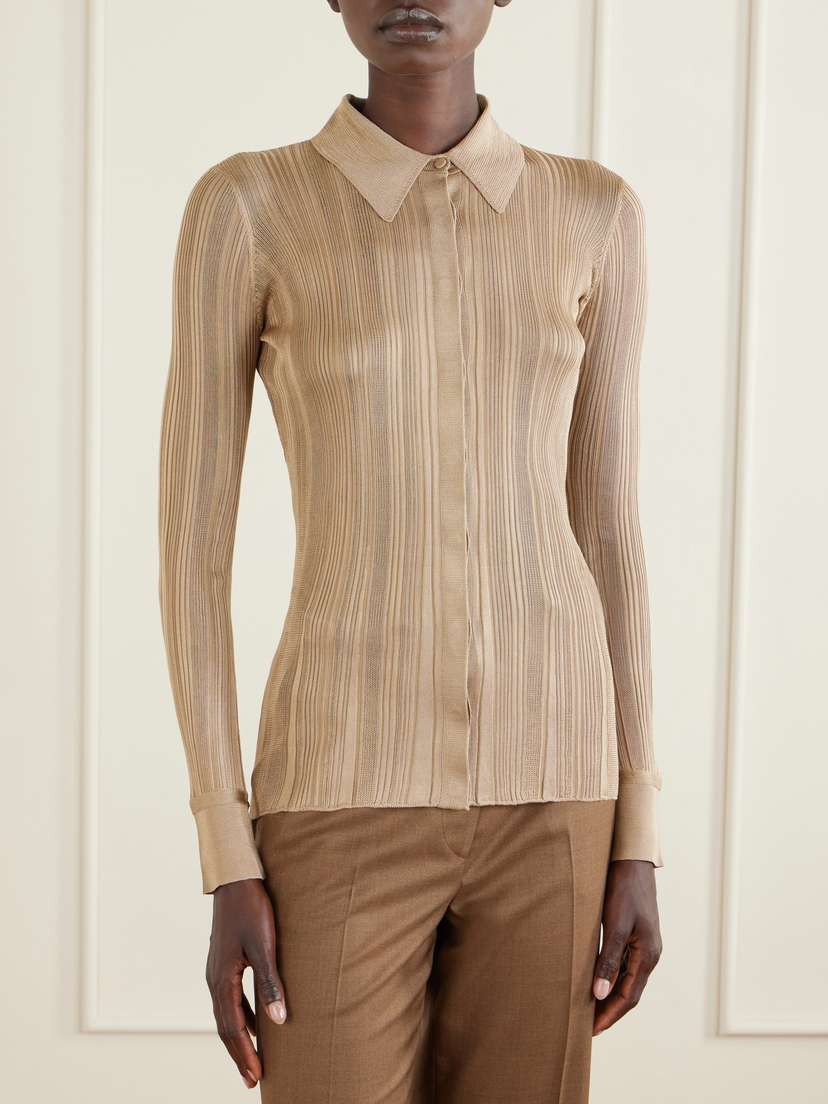 Gabriela Hearst Tamar Ribbed Silk Shirt | Thumbnail 3 Gabriela Hearst Tamar Ribbed Silk Shirt | Thumbnail 3