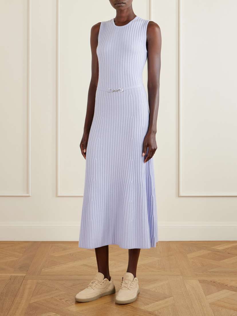 Gabriela Hearst Meier Belted Ribbed Wool And Cashmere-blend Midi Dress | Thumbnail 2