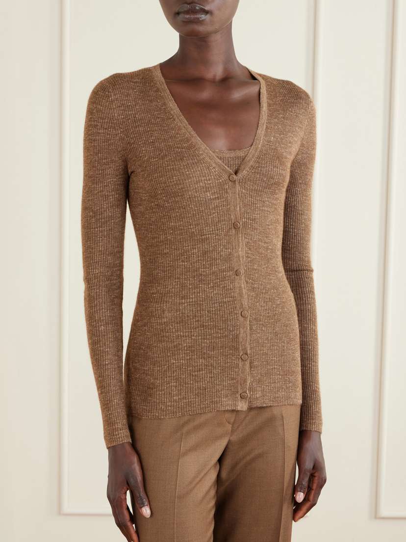 Gabriela Hearst Aiste Ribbed Cashmere, Silk And Hemp-blend Cardigan | Thumbnail 3 Gabriela Hearst Aiste Ribbed Cashmere, Silk And Hemp-blend Cardigan | Thumbnail 3