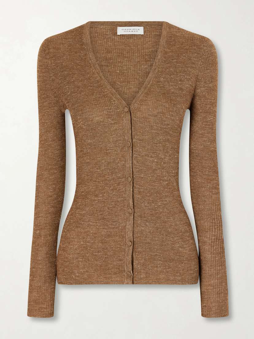 Gabriela Hearst Aiste Ribbed Cashmere, Silk And Hemp-blend Cardigan