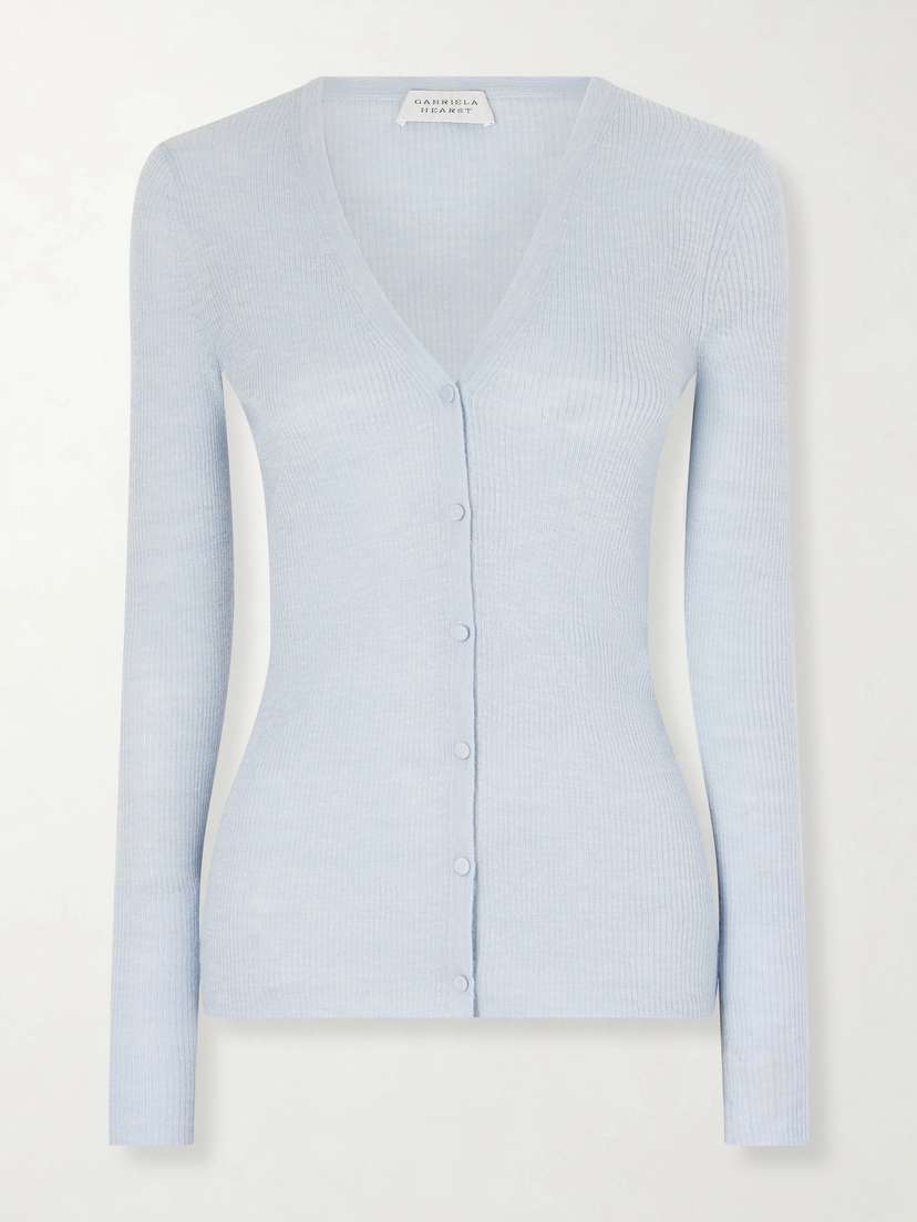 Gabriela Hearst Aiste Ribbed Cashmere, Silk And Hemp-blend Cardigan