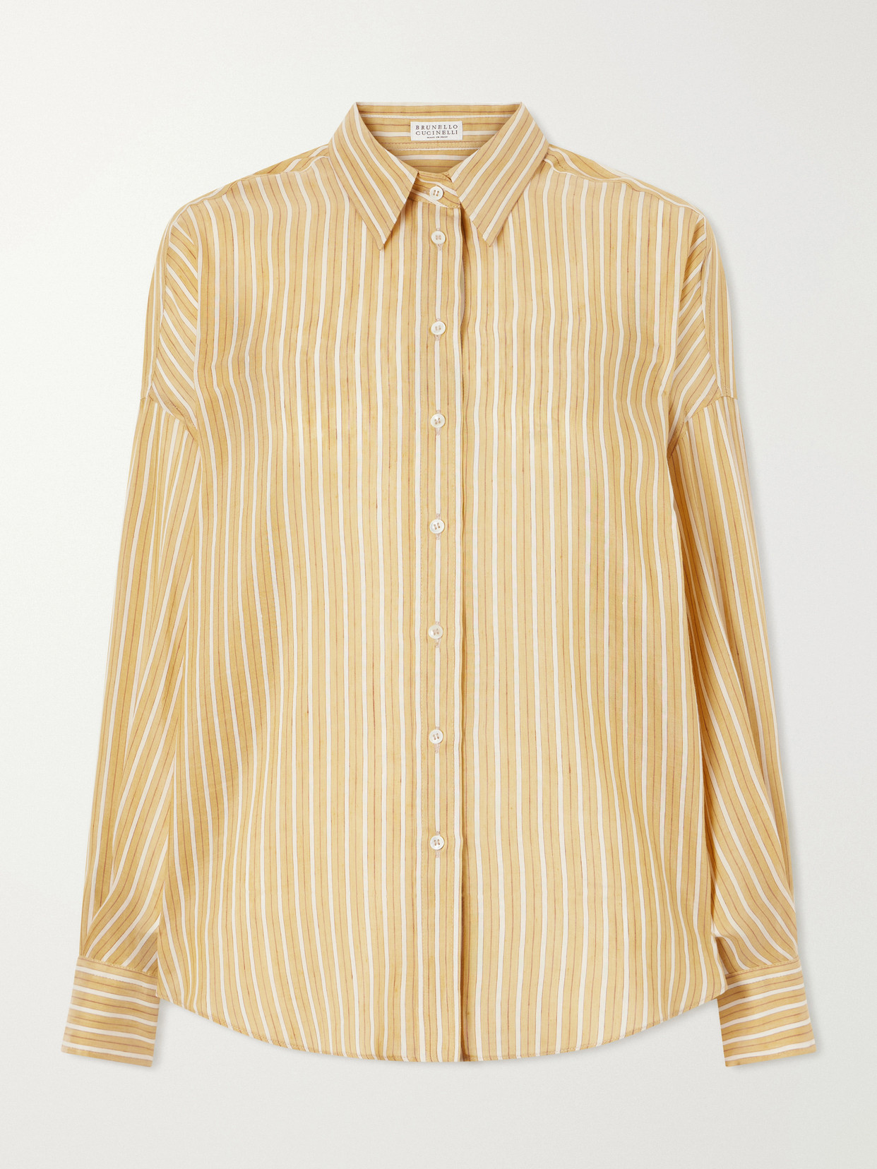 Bead-Embellished Striped Linen And Silk-Blend Shirt