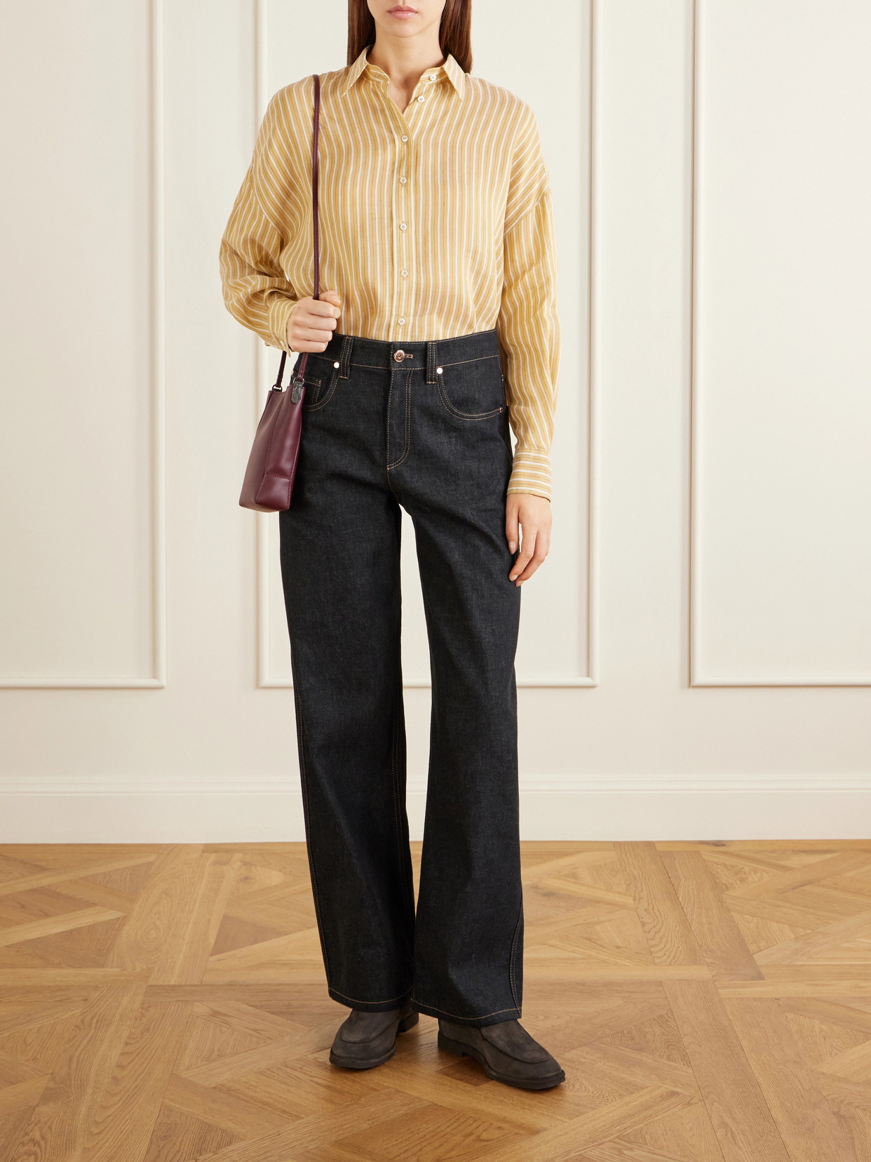 Bead-Embellished Striped Linen And Silk-Blend Shirt