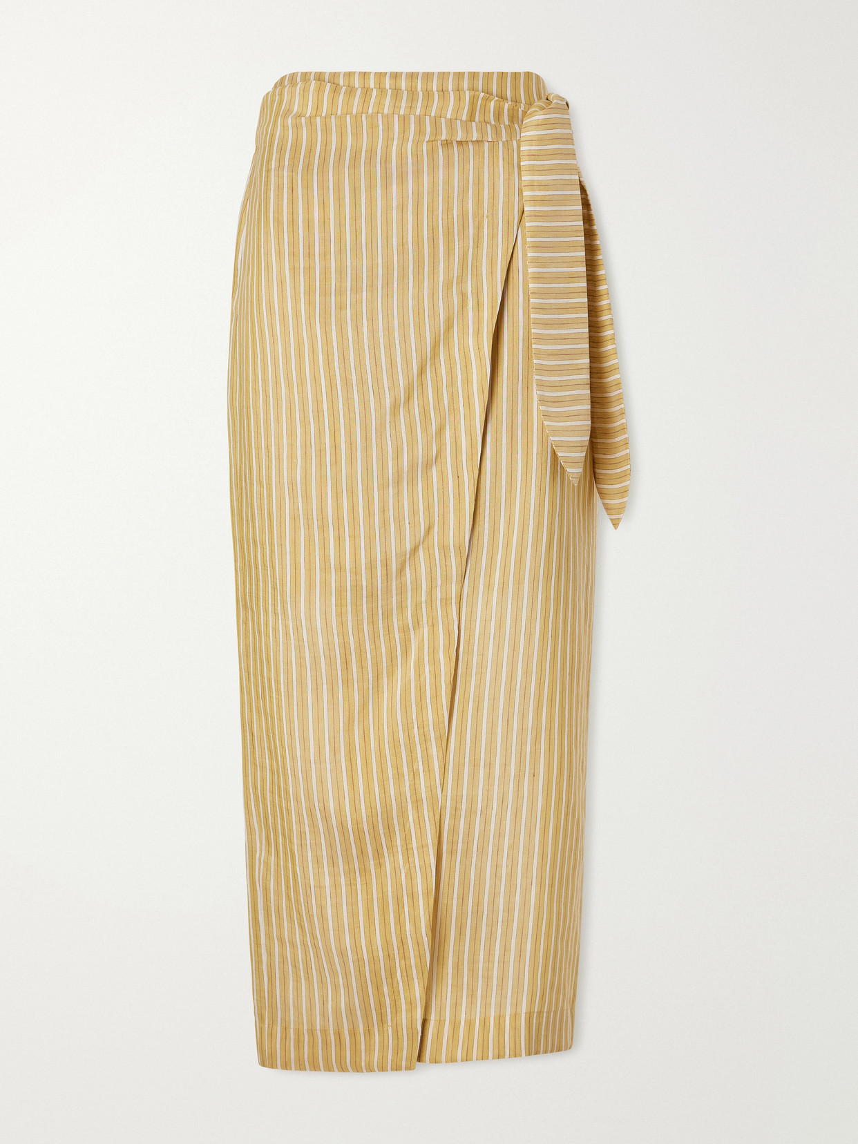 Brunello Cucinelli Linen And Silk-blend Midi Skirt In Yellow
