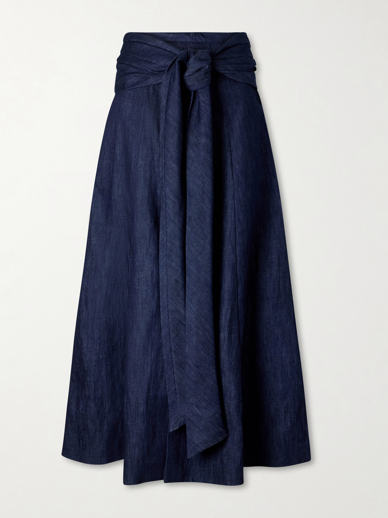Gabriela Hearst Zivan Cotton And Linen-blend Maxi Skirt In Blue