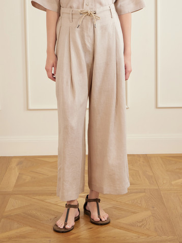 Brunello Cucinelli Linen wide-leg drawstring pants