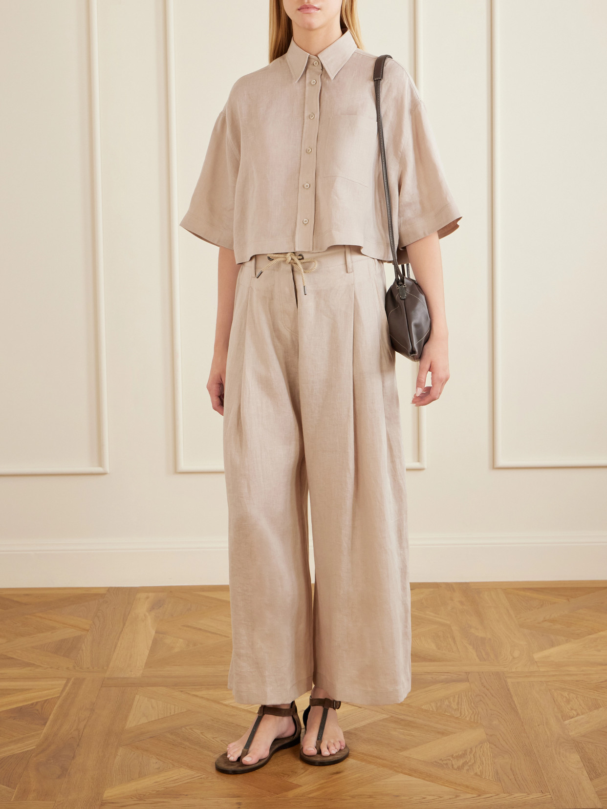 Wide-Leg Drawstring Pants