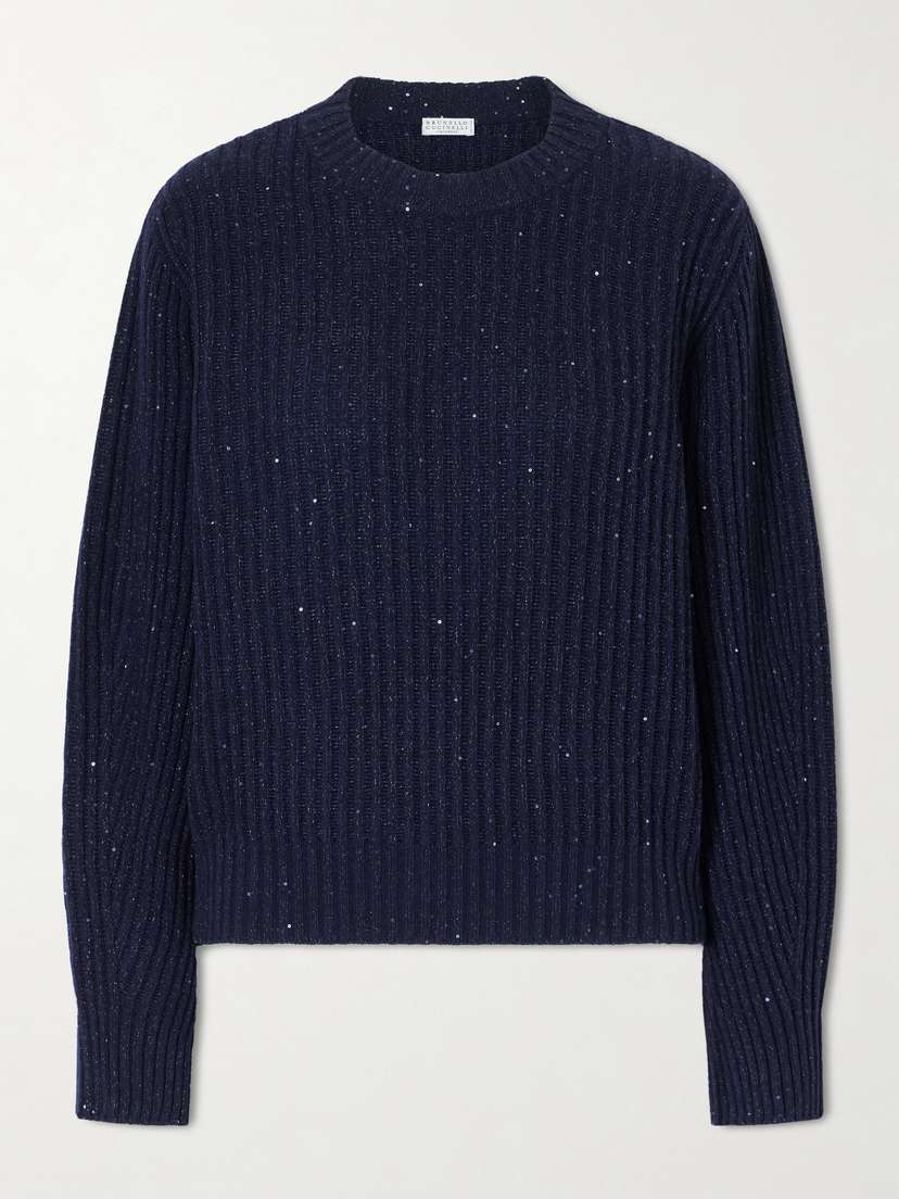 Brunello Cucinelli Sequin-trimmed Ribbed-knit Sweater | Thumbnail 6