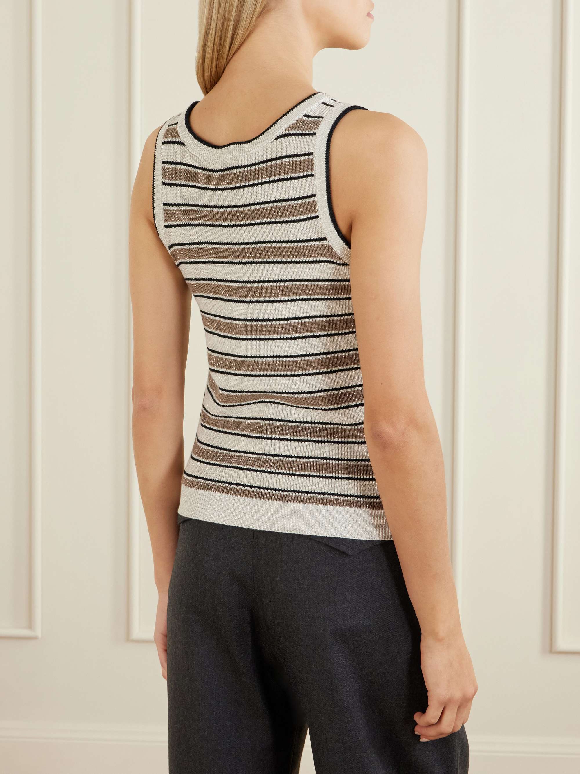 BRUNELLO CUCINELLI Striped cotton-blend top | NET-A-PORTER