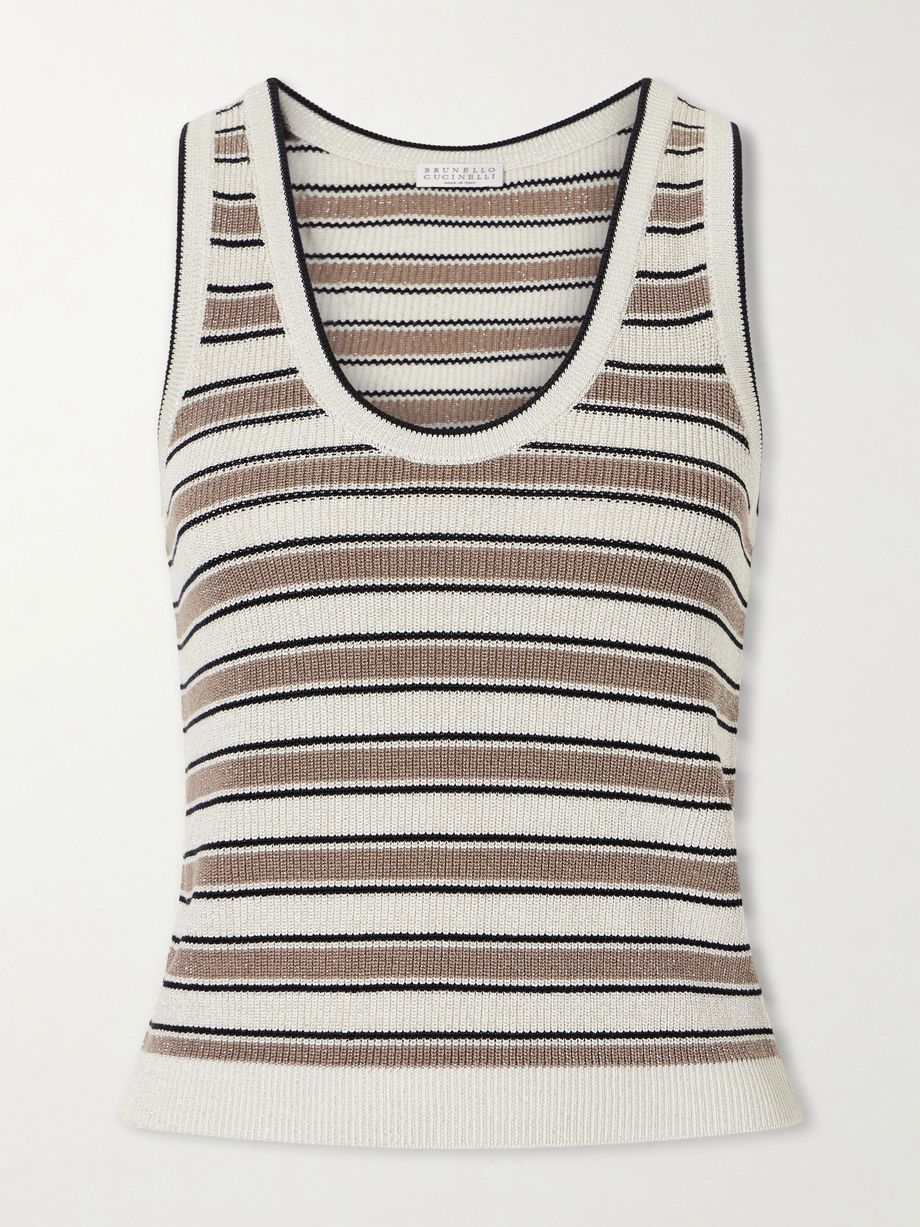 Striped cotton-blend top