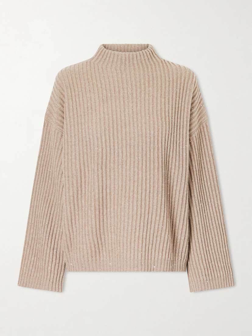 Brunello Cucinelli Sequin-trimmed Ribbed-knit Turtleneck Sweater | Thumbnail 7 Brunello Cucinelli Sequin-trimmed Ribbed-knit Turtleneck Sweater | Thumbnail 7